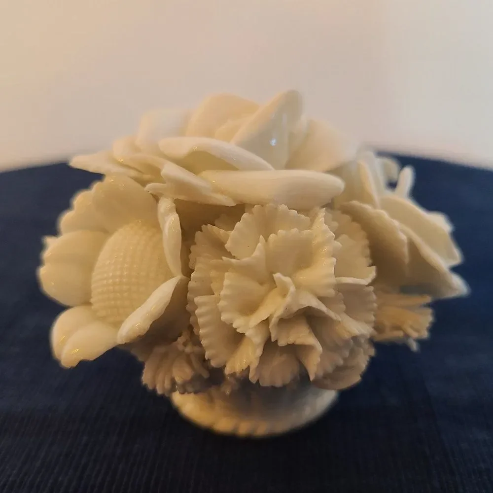 Vintage Japanese Ardalt Verithin Floral Arrangement Porcelain Flower Basket